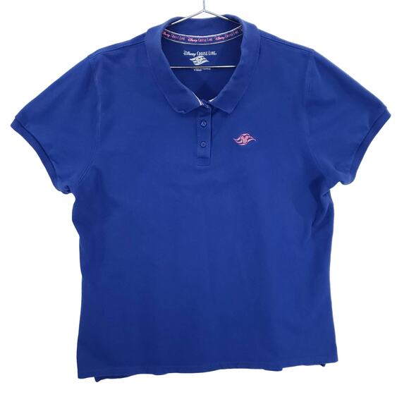 Disney Cruise Line Staff Polo Womens 1X Blue Pink Logo Short Sleeve Employee Top - Picture 1 of 8